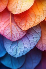Vibrant Colorful Leaves Detailed Vein Structure Abstract Art