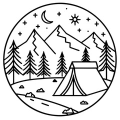 Outdoor Adventure Line Art Design