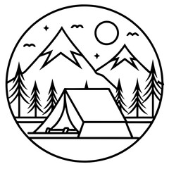 Outdoor Adventure Line Art Design