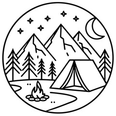 Outdoor Adventure Line Art Design