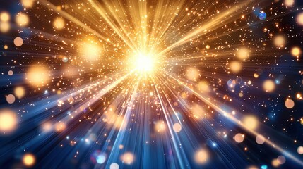 Obraz premium Two Beams of Light Radiating Energy in Blue and Orange Colors Creating Sparkles