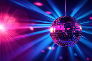 80s theme - Vibrant disco ball and neon lights