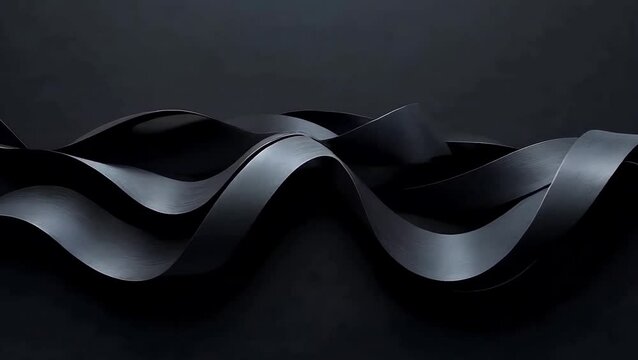 Abstract fluid black waves creating depth and mystery, conveying a sense of power and movement, ideal for tech or luxury brand campaigns