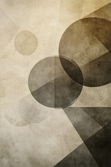 Minimalist geometric poster, simple overlapping circles and rectangles, neutral tones, and clean composition