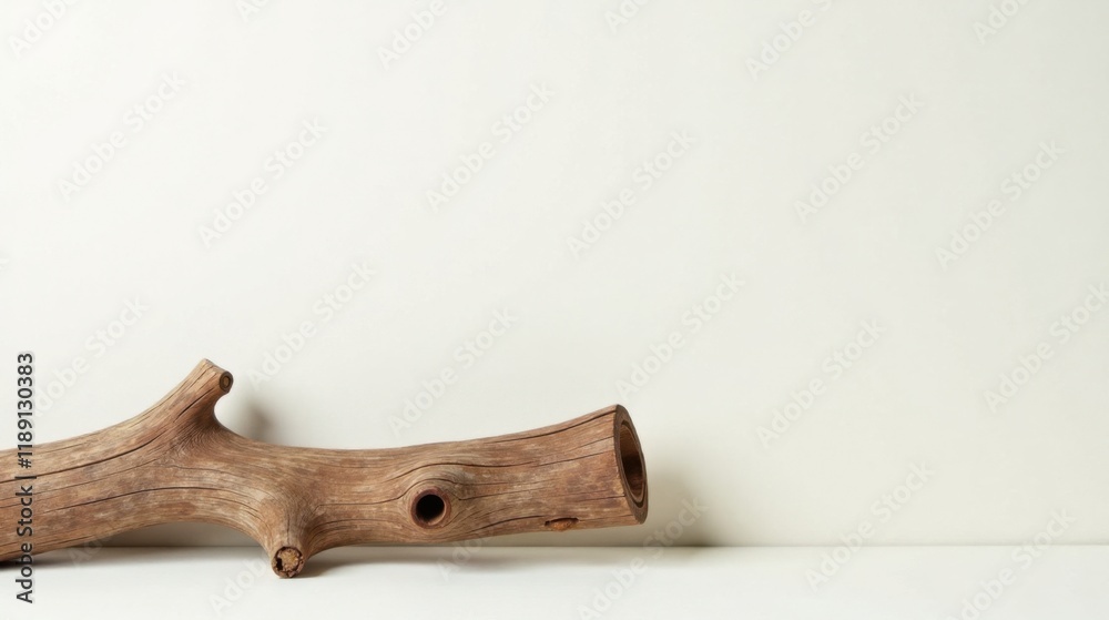 Poster rustic wooden branch on a minimalist background, perfect for design projects