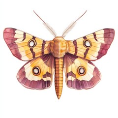 illustration of a moth with yellow and purple wings