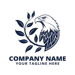 Majestic Eagle Logo with Green Leaves and Customizable Company Design