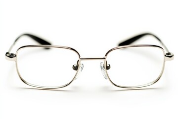 close up of eyeglasses on white background