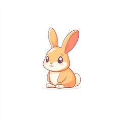 Obraz premium Cute cartoon bunny sitting, white background, children's book illustration
