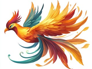 Obraz premium colorful phoenix bird illustration with bright plumage