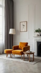 a bright living room with armchair