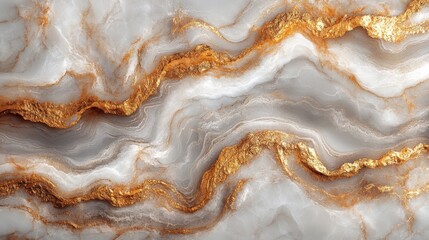 Abstract Background Illustration- White Marble with Golden Veins Texture