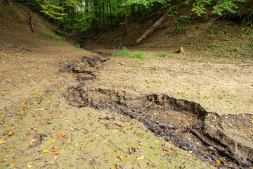 Earth split. Fissure in the earth. Natural disaster