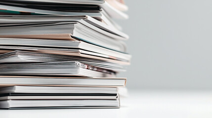 stack of magazines with copy space