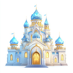 Fantastical Castle with Blue Domes