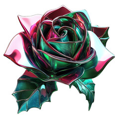 Fototapeta premium Elegant glass rose sculpture artistic display colorful design modern art gallery close-up beauty concept
