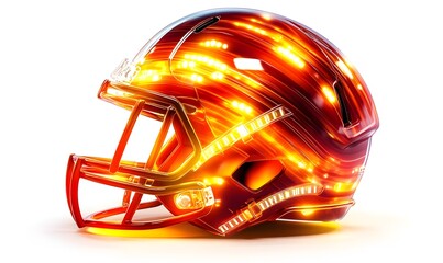 Fototapeta premium Glowing red football helmet with lights.