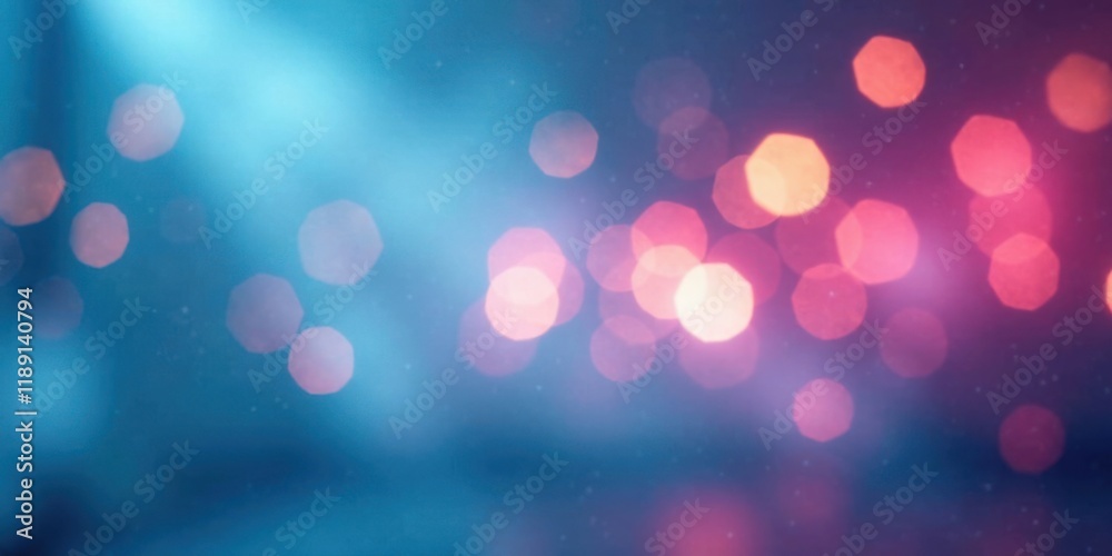 Aufkleber Abstract Blue and Pink Bokeh Background with Soft Glow and Sparkling Dust