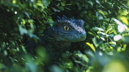 Obraz premium Mythical Creature Emerging from Lush Greenery in Cinematic Shot