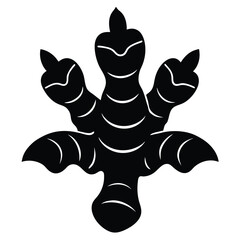 Ginger Silhouette Graphic Icon for Culinary and Herbal Themes