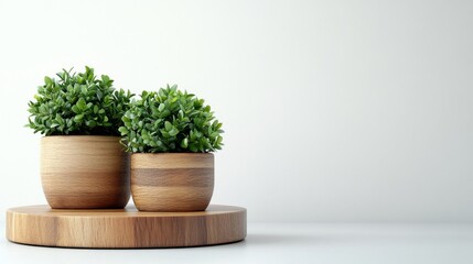 Two Wooden Planters with Greenery