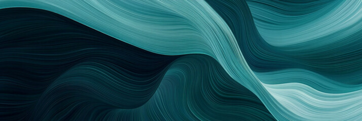 Abstract Waves of Blue and Green Flowing Patterns in Motion