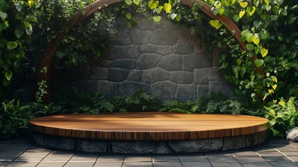 Obraz premium Wooden Stage in Lush Garden