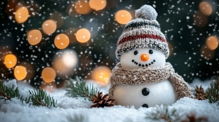 Snowy Winter Wonderland with Snowman
