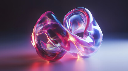 A retrofuturistic iridescent amorphous wire element shape.