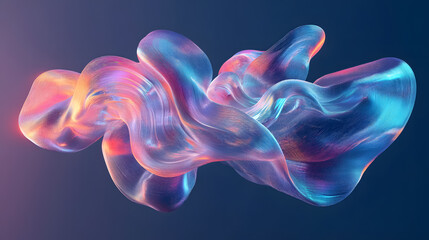 A retrofuturistic iridescent amorphous wire element shape.