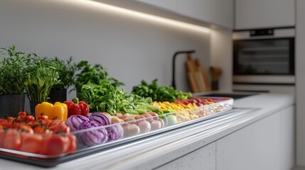 Fresh Vegetables on Kitchen Counter Display