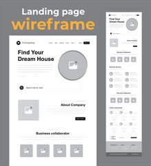 Realestate Website Landing Page wireframe Design