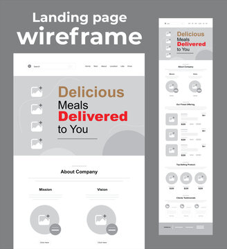 Food Landing Page Wireframe Layout