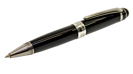 Elegant Black Metallic Pen on White Background
