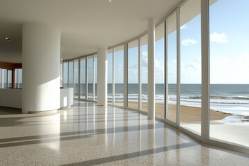 Obraz premium Modern Beach House with Panoramic Ocean View and Abundant Natural Light