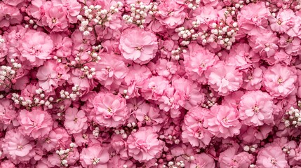 Vibrant display of pink blossoms and delicate white accents in a floral arrangement