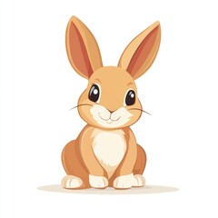 Obraz premium Cute cartoon bunny sitting, white background, children's book illustration (2)