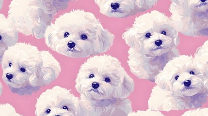 Adorable White Poodles on Pink Background
