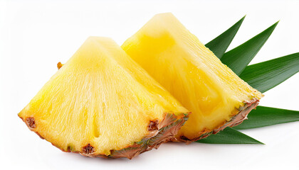 pineapple slices with leaves cut pineapple isolate cut pineapple on white full depth of field