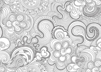 Beautiful decorative vector seamless pattern with handwritten lacy figured ornament