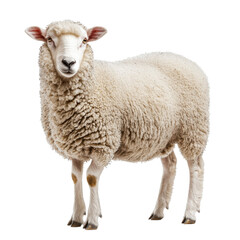 Fototapeta premium A fluffy sheep standing isolated transparent background