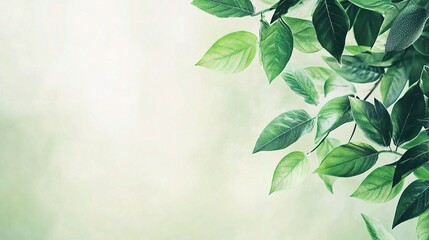 Fresh Green Leaves on Light Background from a Summer Garden