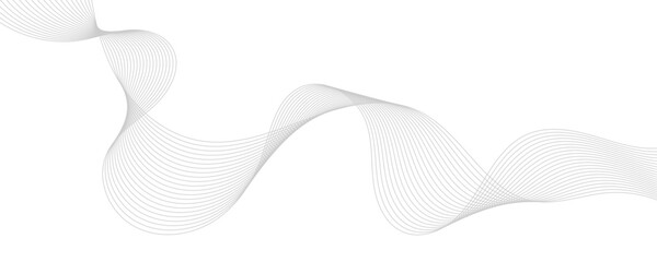 Gray wave curve lines abstract background with flowing particles. Digital energy waves technology concept. Modern backdrop design for business, presentation, banner.