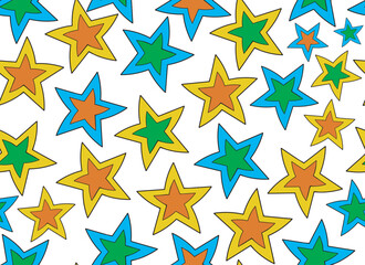 Obraz premium Beautiful funny colorful vector seamless pattern with handwritten multicolored stars
