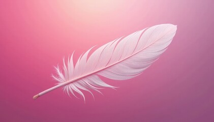 Obraz premium Single white feather against vibrant pink, soft focus, object, pink background