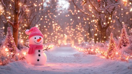 Fototapeta premium Magical Winter Snowman Scene