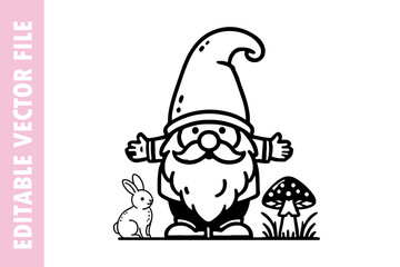 Easter gnome line vector design