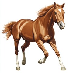 Obraz premium a brown horse running with a white background