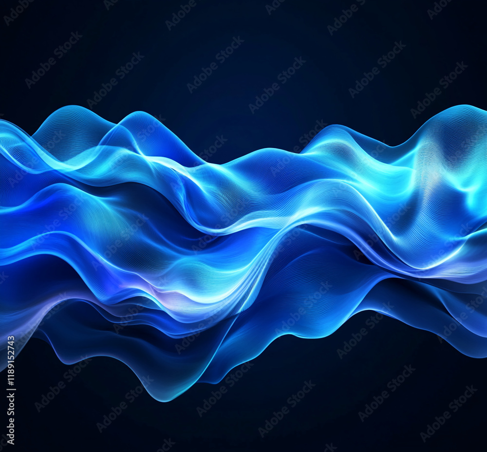 Aufkleber abstract flowing blue wave design with luminous effect on dark background
