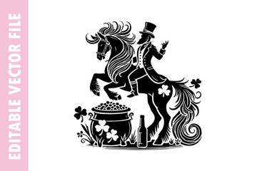 silhouette of a horse saint Patrick's day vector design